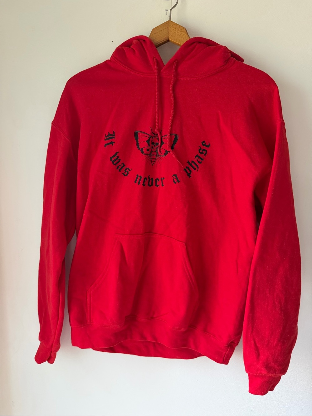 Gildan Red Crewneck “It was never a phase” Graphic Hoodie